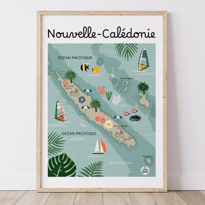 Póster NUEVA CALEDONIA - Mapa costero