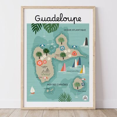 GUADELOUPE Poster - Coastal Map