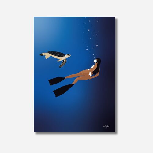 Poster "freediving" - affiche plongée sous-marine