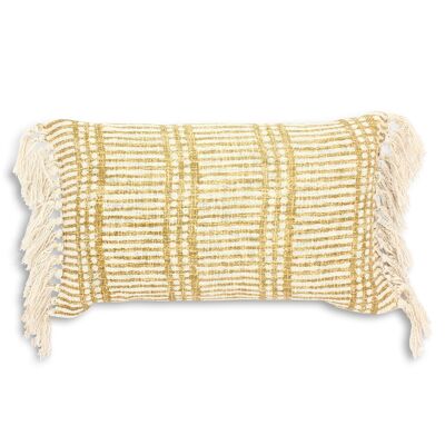 COUSSIN EN COTON IMPRIME FRANGÉ JAUNE MIMOSA 30X50CM GUAMA