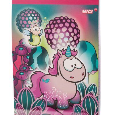 Notepad Unicorn Midnight Floral DIN A6 squared