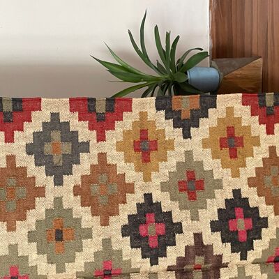 2 x 4 pies - Yute\Algodón tejido a mano Kilim Rug, Kilim, Decoración del hogar, Regalo, Corredor pequeño, Lado de la cama, RUG\CARPET tradicional indio Todo el tamaño de Costum