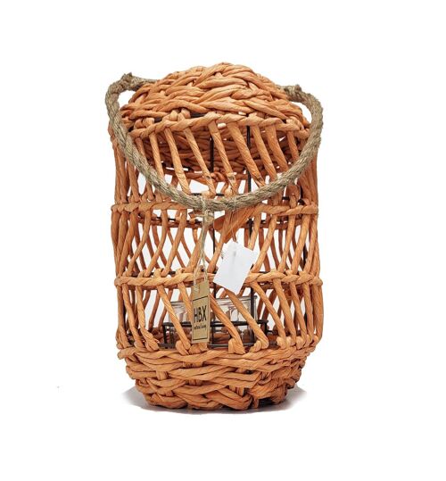 HBX orange rattan Deia lanterns 33cm