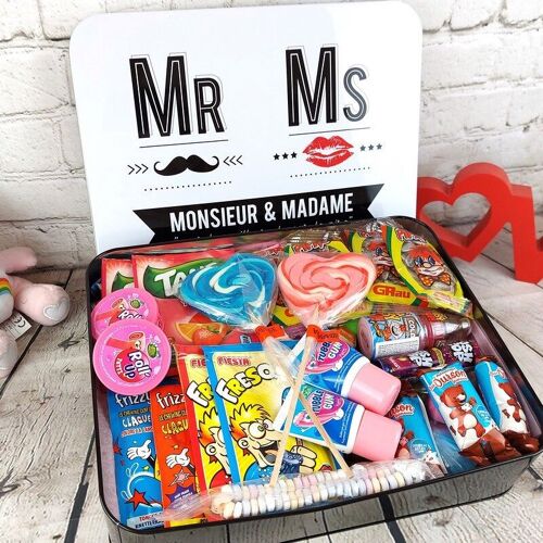 Coffret bonbons rétro - Boîte en métal Monsieur et Madame