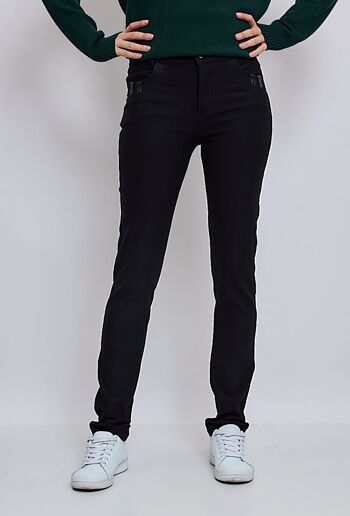 Pantalons Taille haute coupe slim matière Bi Strech double boutons 2