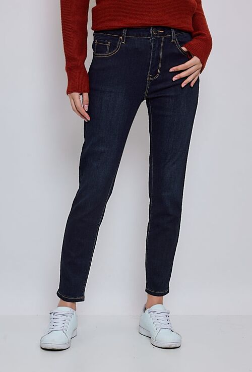 Jeans Bleu Original - Taille haute coupe slim 5 poches, 7/8eme