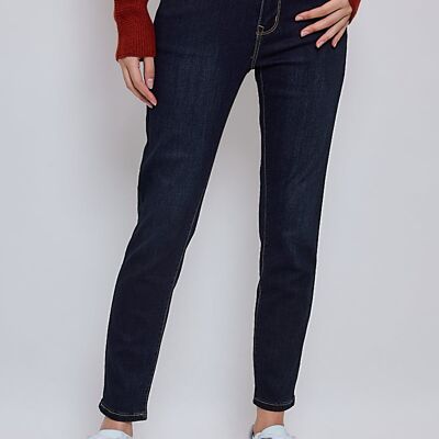 Jeans Bleu Original - Taille haute coupe slim 5 poches, 7/8eme