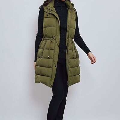 Sleeveless down jacket - long with hood