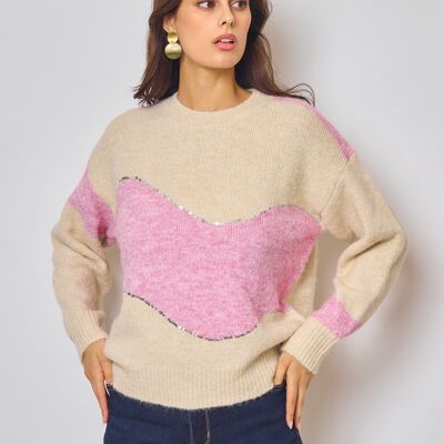 Bi-color Sequin Sweater