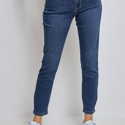 Piedra Azul - Jeans slim fit con 5 bolsillos 7/8 de talle alto