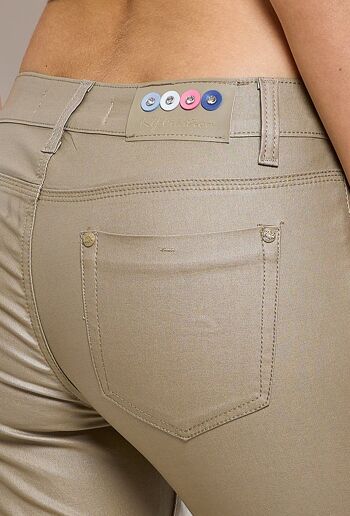 Pantalons stretch huilé taille haute coupe slim 5 poches 4