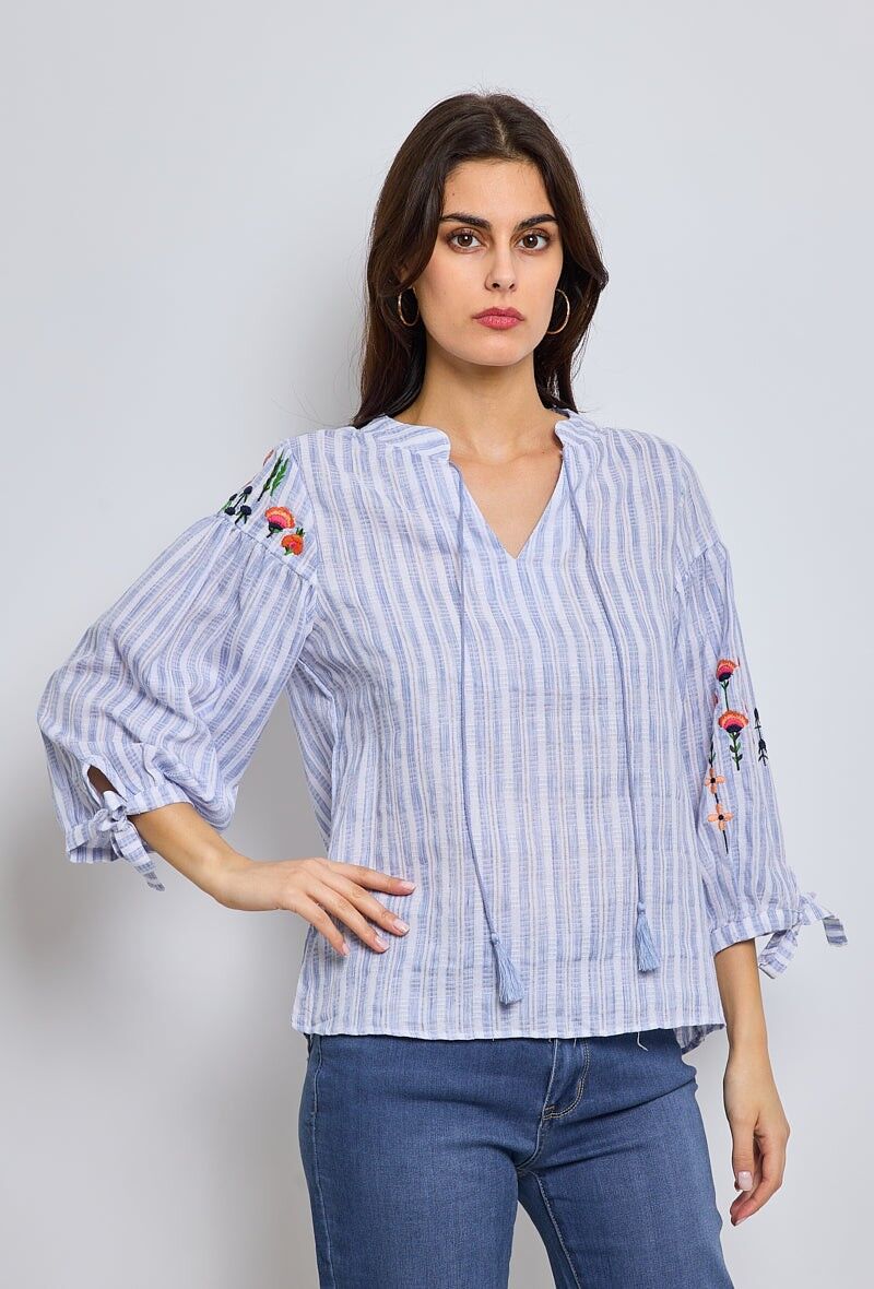 Pantalon Décontracté Femme En Lin Léger - Imprimé Floral Rayures Bohème, Taille élastique - Printemps/été, Plage, Quotidien
