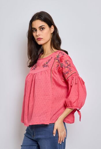 Alba - Blouse bohème avec broderies fleurs 5