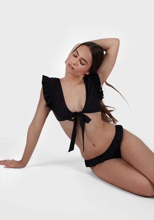 Haut de maillot de bain à volants noir - MELISSANDRE