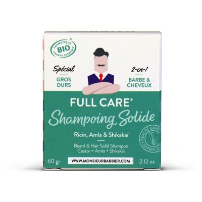 FULL CARE - Champú Sólido Orgánico para Barba y Cabello para Hombre