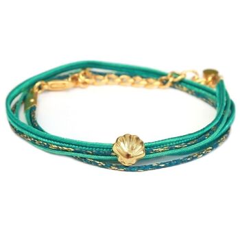 Bracelet wrap coquillage vert 1