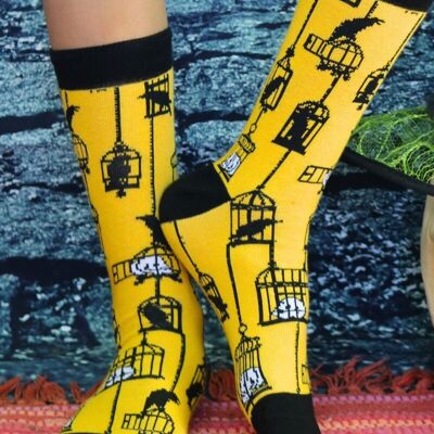 BURTON yellow Halloween socks