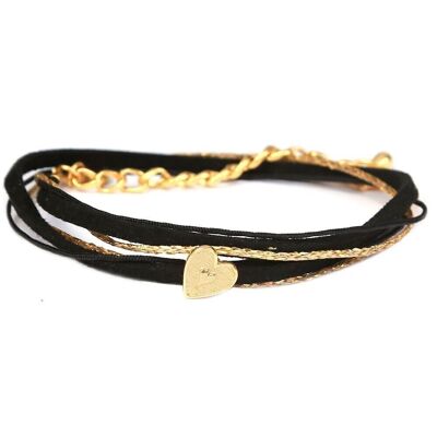 Pulsera envolvente corazón negro