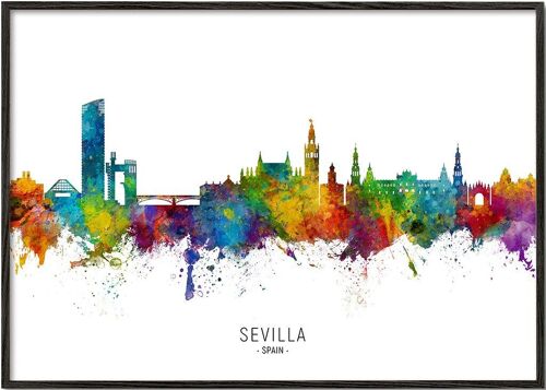 Tableau Sevilla skyline multicoloré