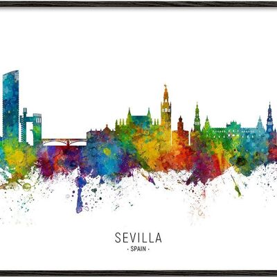 Tableau Sevilla skyline multicoloré