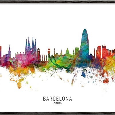 Tableau Barcelona skyline multicoloré