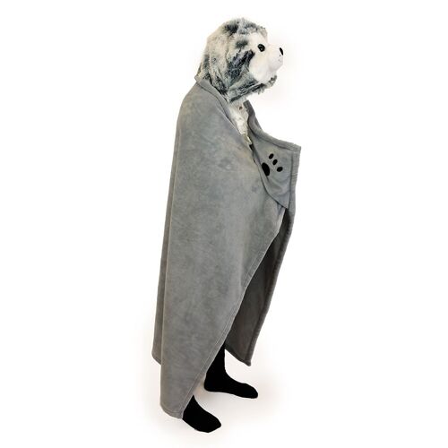 Cozy Noxxiez Animal Hooded Blanket Husky