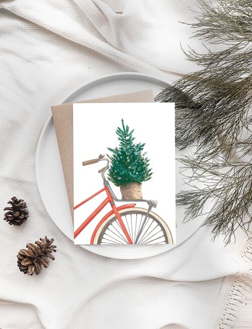 Weihnachtskarte "Rotes Fahrrad" A6 Karte zur Weihnachten Weihnachtsgrüße