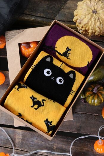 Coffret Halloween SPOOKY CAT avec 3 paires de chaussettes 2