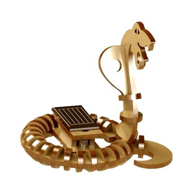 Solar Powered Wooden Animated Cobra