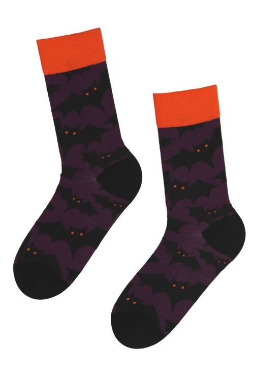 LUCIFER Purple Halloween Socks with Bats