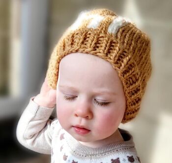 Bonnet tricoté bébé 0-6 mois cassonade 2
