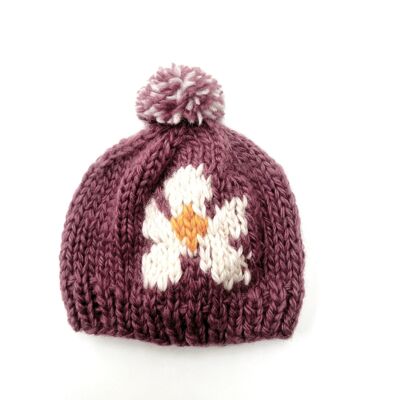 Chapeau à fleurs tricoté pour bébé 1-2 ans
