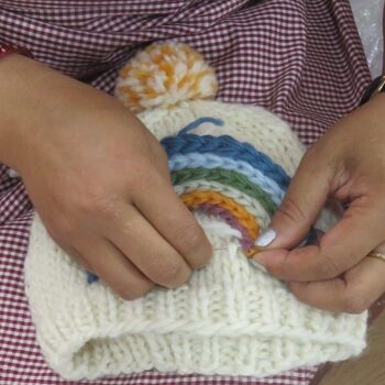 Chapeau à fleurs tricoté pour bébé 1-2 ans 5