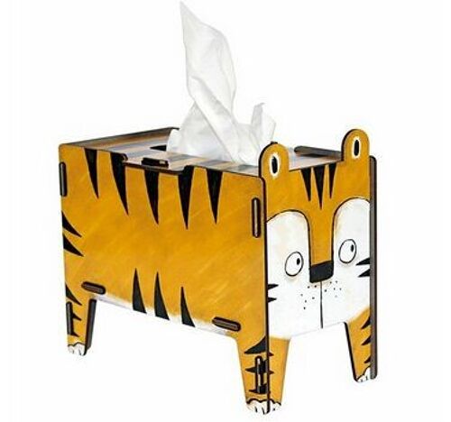 Tissue-Box Vierbeiner - Tiger aus Holz