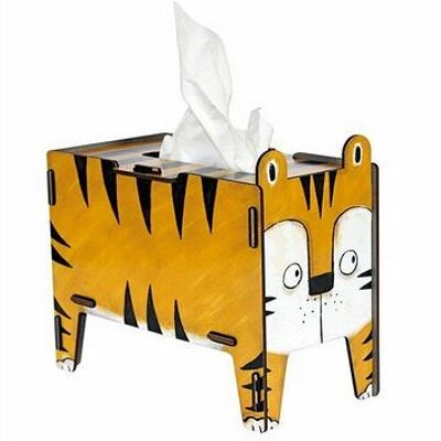 Boîte à mouchoirs tigre à quatre pattes en bois