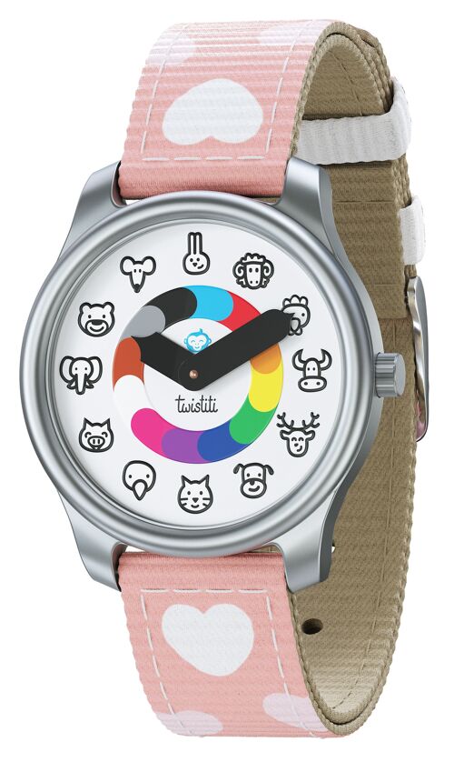 Twistiti Animal Watch - Hearts strap - kids 3+