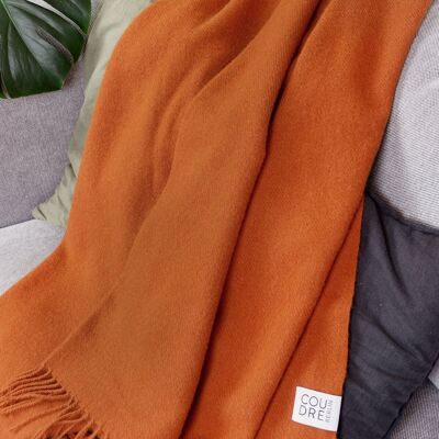 Wool blanket / cuddly blanket mono terracotta