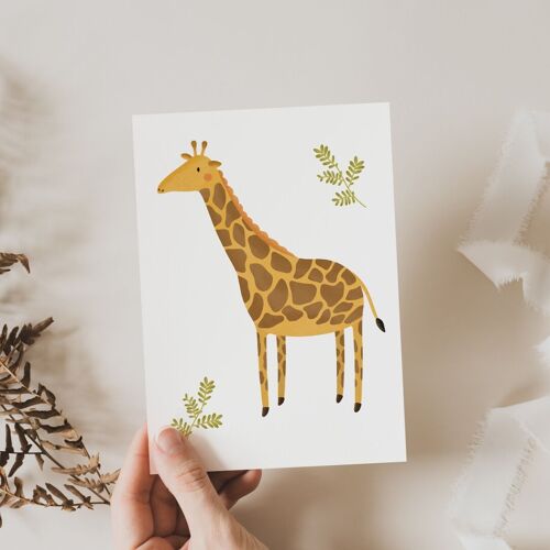 Postkarte Giraffe A6 Postkarte Kinder - Tiere Glückwünsche Geburtstag