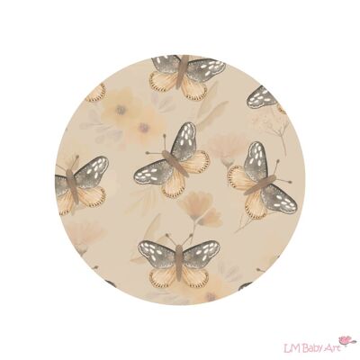 Círculo de pared mariposas y flores - Colección Sunny Bloom