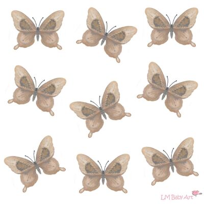 Schmetterlings-Wandaufkleber beige - Sunny Bloom-Kollektion