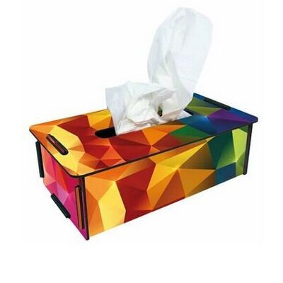 Tissue box - prism colorful made of wood