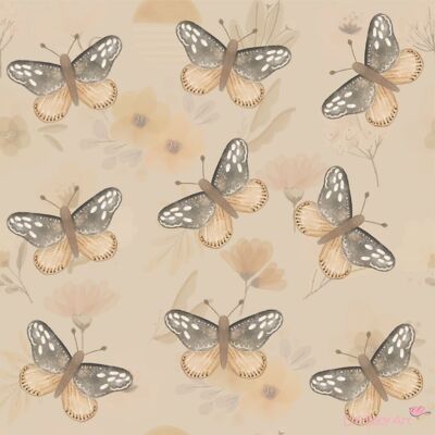 Wallpaper butterfly and flowers pattern - Sunny Bloom series