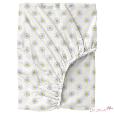 Fitted bed sheet 60x120cm - Daisies