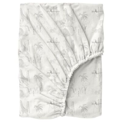 Fitted bed sheet 60x120cm - Safari animals gray