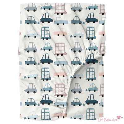 Fitted bed sheet 60x120cm - Cars