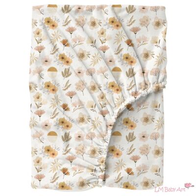Fitted bed sheet 60x120cm - Sunny Bloom flowers
