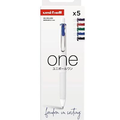 Uni-ball - ONE Range - ref: UMNS/07/5 PF ASS62 - ONE gel ink roller 0.7 mm - Pack of 5 - Classic Colors N+B+R+G+BVT