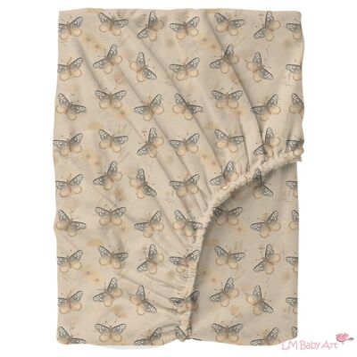 Fitted bed sheet 60x120cm - Sunny Bloom butterflies