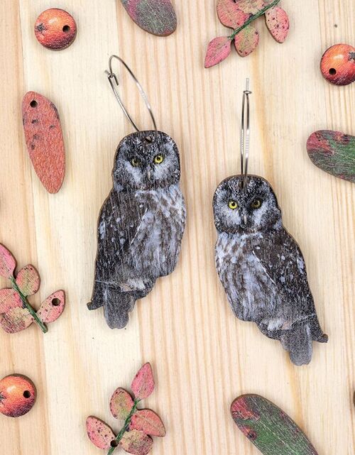 Helmipöllö | Boreal Owl Earrings