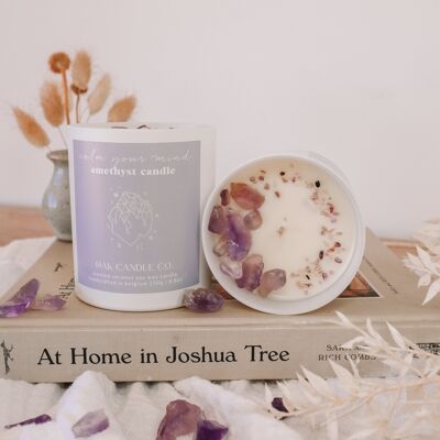 Calm Your Mind Amethyst Glass Jar Candle